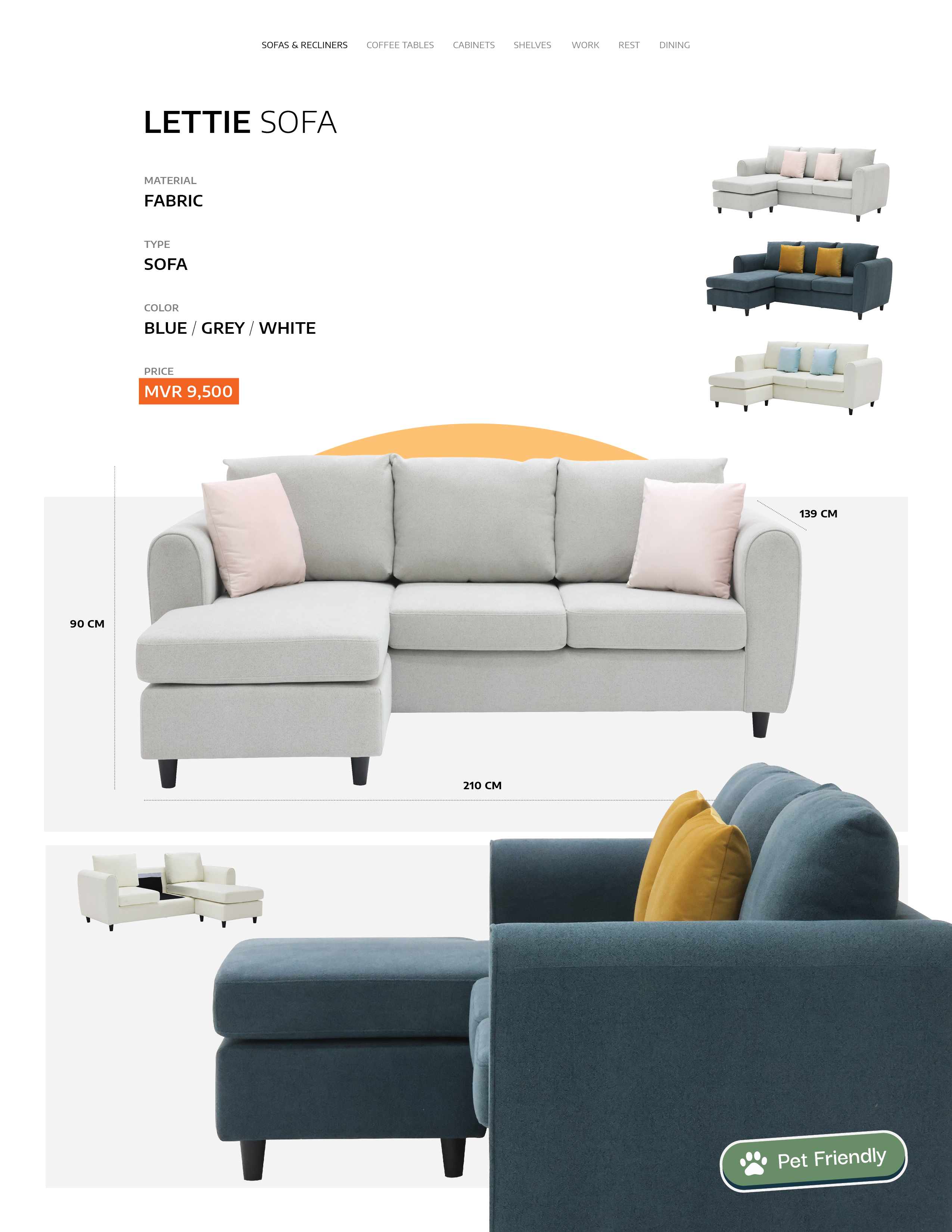 Lettie Sofa - Pet Friendly